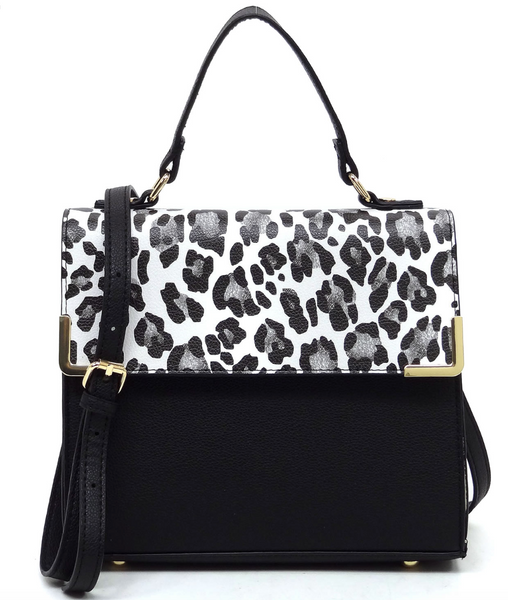 Animal Print Color Block Satchel