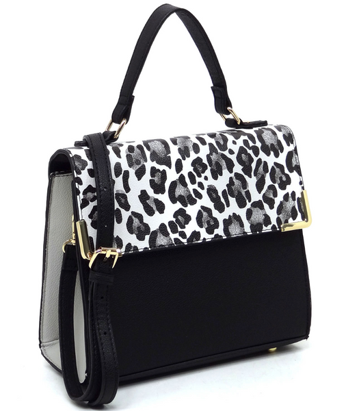 Animal Print Color Block Satchel