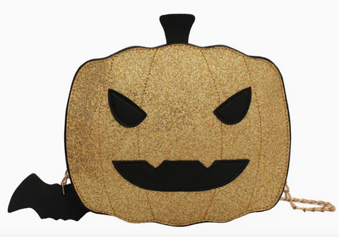 Gold Glitter Pumpkin Chain Purse